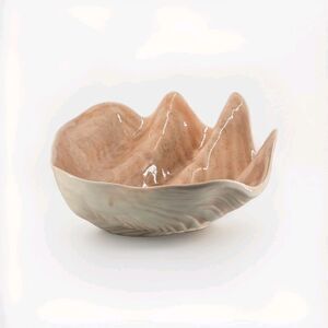 MCM Art DECO PINK CERAMIC Opalescents GLAZED OYSTER CLAM SHELL BOWL Arnels Style